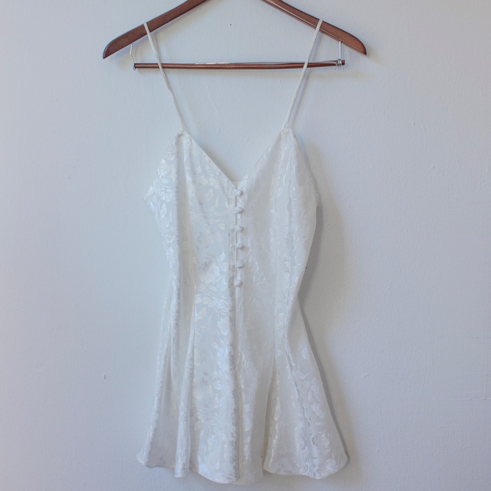 1980s Satin Playsuit in white brocade